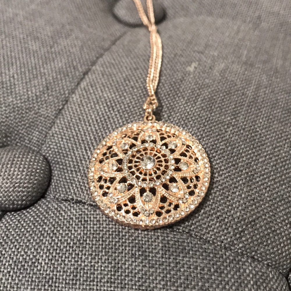 Long Rose Gold Pendant Necklace